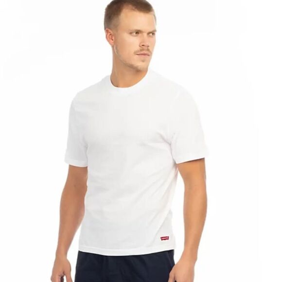 LEVI’S S Pack of 4 Premium Cotton White Crewneck Short Sleeve T-Shirts - Picture 1 of 9